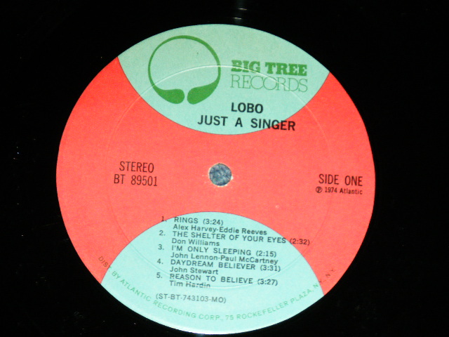 画像: LOBO - JUST A SINGER ( Ex+++/Ex++ Looks:Ex+ ) / 1974 US AMERICA ORIGINAL Used LP 
