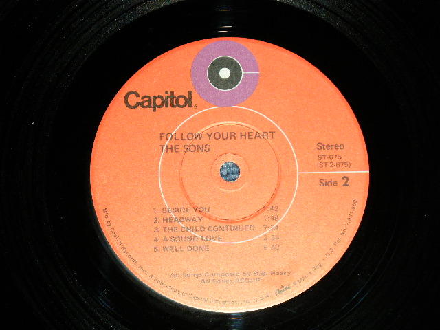 画像: THE SONS - FOLLOW YOUR HEART ( Ex++/MINT- ) / 1971 US AMERICA 2nd Press "RED Label with PURPLE 'C' on Top" Used LP 