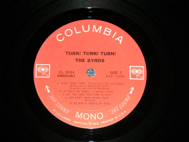 画像: BYRDS, THE - TURN! TURN! TURN!  (Matrix # A) 1A / B) 1A )( Ex++, VG+++/Ex++) / 1965 US AMERICA ORIGINAL MONO '360 Sound Label' Used LP 