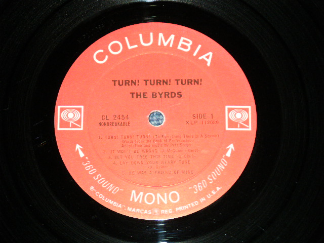 画像: BYRDS, THE - TURN! TURN! TURN!  (Matrix # A) 1A / B) 1A )( Ex+/Ex++ Looks:Ex+ ) / 1965 US AMERICA ORIGINAL MONO '360 Sound Label' Used LP 