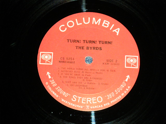 画像: BYRDS, THE - TURN! TURN! TURN!(Matrix # A) 1A / B) 1A ) (Ex+/Ex++ Looks:Ex+++) / 1965 US AMERICA ORIGINAL "360 SOUND Label" STEREO Used LP 