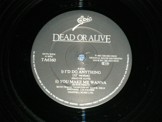画像: DEAD OR ALIVE  - IN TOO DEEP ( Ex+++/MINT-)   / 1985 UK ENGLAND   ORIGINAL Used 12" 