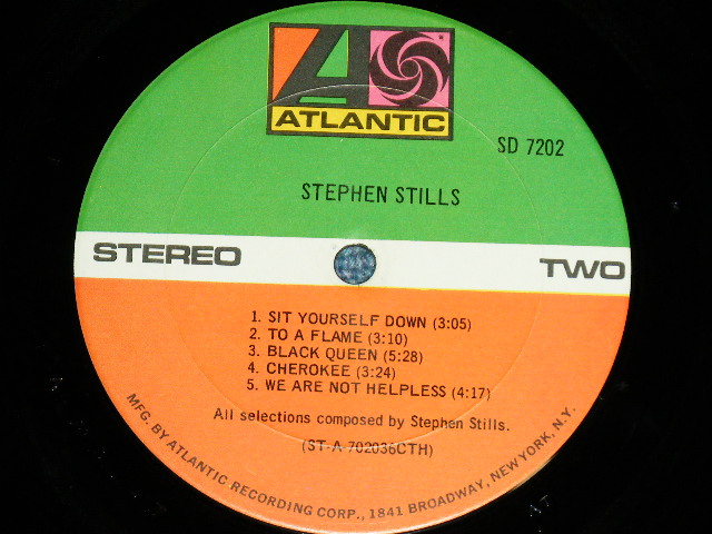 画像: STEPHEN STILLS - STEPHEN STILLS (Matrix #A)ST-A-70235-G  W AT [ARTISAN Mark] T 1 B)ST-A-70236-J  AT W [ARTISAN Mark] T 1)  "CTH/TERRE HAUTE Press in INDIANA"  ( Ex+/MINT-)  / 1970 US AMERICA ORIGINAL 1st Press Label "1841 BROADWAY at Bottom Label""  Used LP 