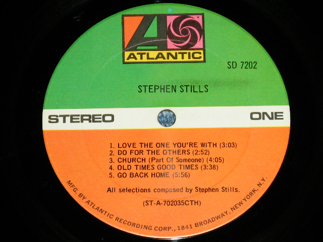 画像: STEPHEN STILLS - STEPHEN STILLS (Matrix #A)ST-A-70235-G  W AT [ARTISAN Mark] T 1 B)ST-A-70236-J  AT W [ARTISAN Mark] T 1)  "CTH/TERRE HAUTE Press in INDIANA"  ( Ex+/MINT-)  / 1970 US AMERICA ORIGINAL 1st Press Label "1841 BROADWAY at Bottom Label""  Used LP 