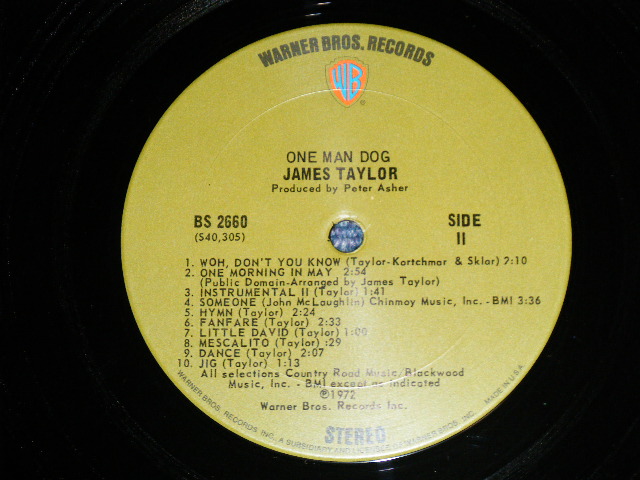 画像: JAMES TAYLOR -  ONE MAN DOG (Matrix# 1A/1A ) ( MINT-/MINT-) / 1972 US AMERICA ORIGINAL 1st Press "GREEN with "WB" Label" Used  LP With OUTER SHRINK WRAP & TITLE SEAL  