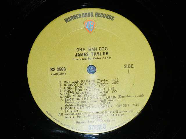 画像: JAMES TAYLOR -  ONE MAN DOG ( MATRIX #       A) BS 2660 40304-1A BG     B) BS 2660 40305-1A  BG ) ( Ex+++/Ex+++ ) / 1972 US AMERICA ORIGINAL 1st Press "GREEN with "WB" Label" Used  LP With OUTER SHRINK WRAP & TITLE SEAL  