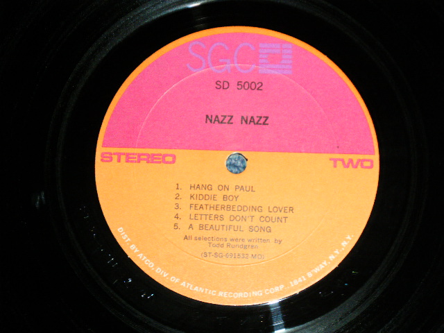 画像: NAZZ  ( TODD RUNDGREN ) -  NAZZ (Ex+++/MINT-)  / 1969 US AMERICA ORIGINAL "BLACK WAX! " & "RED & ORANGE With BLACK PRINT LOGO LABEL"   Used LP 