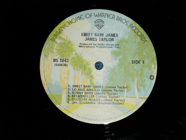 画像: JAMES TAYLOR - SWEET BABY JAMES : With POSTER SONG SHEET : 2nd Press "TITLE Credit" on Front Cover  (Matrix #A)WS-1-1843-MCA-NY-1  B)WS-2-1843  MCA-NY-2) "MCA Pressing Plant, Gloversville N.Y." ( Ex+/Ex+ A-2,3;VG+) / 1976 Version US AMERICA  3rdPress "BURBANK STREET with 'W' Logo on Label" Used LP