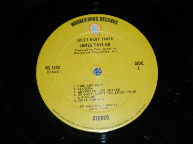 画像: JAMES TAYLOR - SWEET BABY JAMES : NON POSTER SONG SHEET : 1st Press "NON-TITLE Credit" on Front Cover  (Matrix # A)WS 39638 DJ B)WS 39639-3 ) "PITMAN Press" ( Ex+/Ex+) / 1970 US ORIGINAL 1st Press GREEN & "WB" Label Used  LP