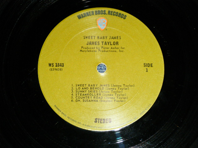 画像: JAMES TAYLOR - SWEET BABY JAMES : NON  POSTER SONG SHEET : 1st Press "NON-TITLE Credit" on Front Cover  (Matrix # WS-1843-A-SI-1F HIJAMES/ WS-1843-B-39639-1A THAT'S ALL FIKLKS ) "TERRE HAUTE Press" ( Ex/Ex++) / 1970 US ORIGINAL 1st Press GREEN & "WB" Label Used  LP