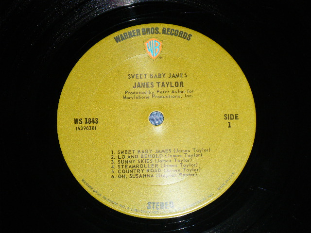 画像: JAMES TAYLOR - SWEET BABY JAMES : With POSTER SONG SHEET : 2nd Press "TITLE Credit" on Front Cover  (Matrix # WS 1843-A 39638-1D/WS 1843-B 39639-1C) "SANTA MONICA Press" ( Ex+++/Ex++ Looks:MINT-) / 1970 US ORIGINAL 1st Press GREEN & "WB" Label Used  LP