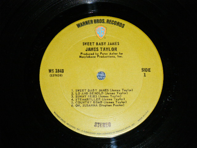 画像: JAMES TAYLOR - SWEET BABY JAMES : NON POSTER SONG SHEET : 1st Press "NON-TITLE Credit" on Front Cover  (Matrix # A)WS 39638 DJ B)WS 39639-3 ) "PITMAN Press" ( Ex+/Ex+) / 1970 US ORIGINAL 1st Press GREEN & "WB" Label Used  LP