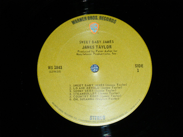 画像: JAMES TAYLOR - SWEET BABY JAMES : With  POSTER SONG SHEET : 1st Press "NON-TITLE Credit" on Front Cover  (Matrix # WS-1843 39638-2/ WS 1843B 39639-1C) "SANTA MARIA Press" ( Ex+++/Ex++++) / 1970 US ORIGINAL 1st Press GREEN & "WB" Label Used  LP
