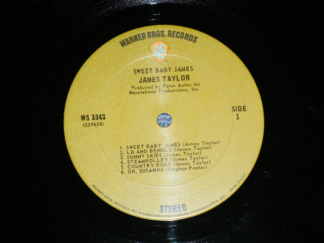 画像: JAMES TAYLOR - SWEET BABY JAMES : NON POSTER SONG SHEET : 2nd Press "TITLE Credit" on Front Cover  (Matrix #A) S1 WS 1843-A 39638-1D B) S1 WS 1843-B 39639-6-1D  LAZERUS) "SANTA MONICA Press"  ( Ex++/Ex++ Looks:MINT-) / 1970 US ORIGINAL 1st Press GREEN & "WB" Label Used  LP