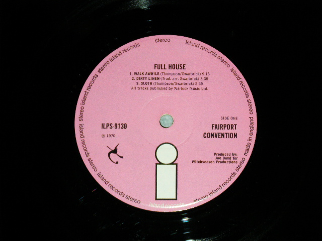 画像: FAIRPORT CONVENTION - FULLHOUSE ( Matrix # A▽3//2/ B▽3// )(Ex+++/Ex+++ )  / 1970 UK ENGLAND ORIGINAL "PINK ISLAND Label" Used LP 