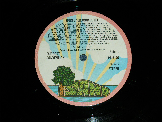 画像: FAIRPORT CONVENTION - "BABBACOMBE" LEE (With Booklet )  ( Matrix # A-1U/B-1U  )(Ex+++/Ex+++ )  / 1972 UK ENGLAND ORIGINAL 1st Press "PINK RIM Label" Used LP 