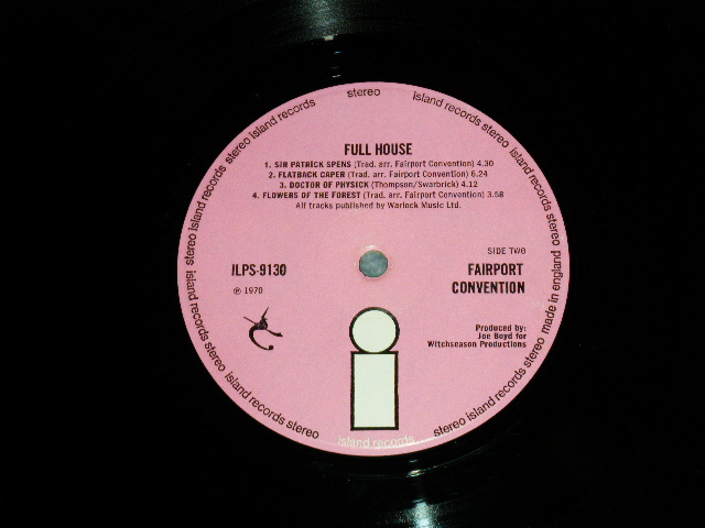 画像: FAIRPORT CONVENTION - FULLHOUSE ( Matrix # A▽3//2/ B▽3// )(Ex+++/Ex+++ )  / 1970 UK ENGLAND ORIGINAL "PINK ISLAND Label" Used LP 