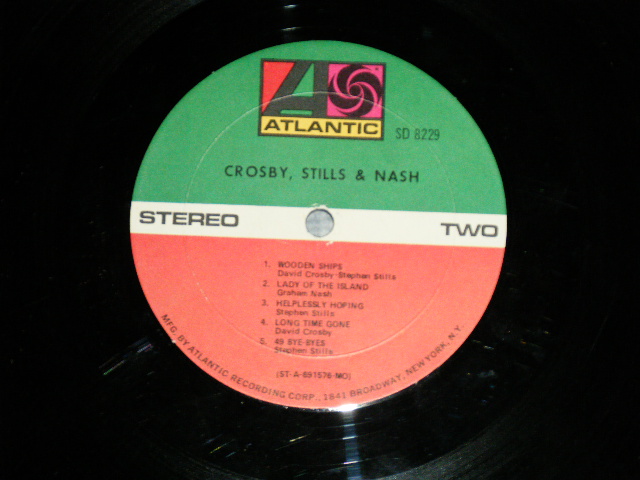 画像: CS&N / CROSBY, STILLS & NASH - CROSBY, STILLS & NASH : with SONG SHEET  ( Matrix # ST-A-691575　MO-RE B△13395 / ST-A-691576-MO BB △13395-x ) ( Ex+++/Ex+++)  / 1969 US AMERICA ORIGINAL 1st Press Label "1841 BROADWAY at Bottom Label"  Used LP 