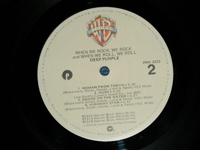 画像: DEEP PURPLE - WHEN WE ROCK, WEROCK AND WHEN WE ROLL, WE ROLL ( Matrix # PRK-1-3223 JW-1 #1 /PRK-2-3223 LW-4 #4 : WILD & FAT  SOUND)  ( Ex++/MINT )  / 1978 US AMERICA ORIGINAL 1st Press Label Used  LP 
