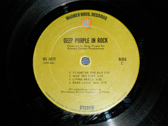 画像: DEEP PURPLE - IN ROCK ( Matrix # WS-1877 39759-A-1B/WS-1877 39760-B-1A)  ( VG++/Ex- Looks:VG+++)  / 1970 US AMERICA ORIGINAL 1st Press Label "GREEN with 'WB' logo on TOP Label" Used  LP 