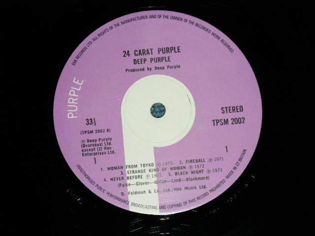 画像: DEEP PURPLE -24 CARAT (Matrix # A-1/B-1)   ( Ex++/Ex++ ) / 1975 UK ENGLAND ORIGINAL "1st Press Label" Used LP 