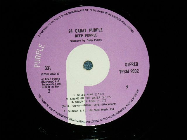 画像: DEEP PURPLE -24 CARAT (Matrix # A-1/B-1)   ( Ex++/Ex++ ) / 1975 UK ENGLAND ORIGINAL "1st Press Label" Used LP 