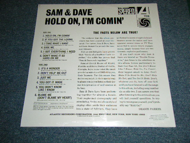 画像: SAM & DAVE - HOLD ON,I'M COMING  ( SEALED ) /   US AMERICA "180 gram Heavy Weight" REISSUE "BRAND NEW SEALED"  LP