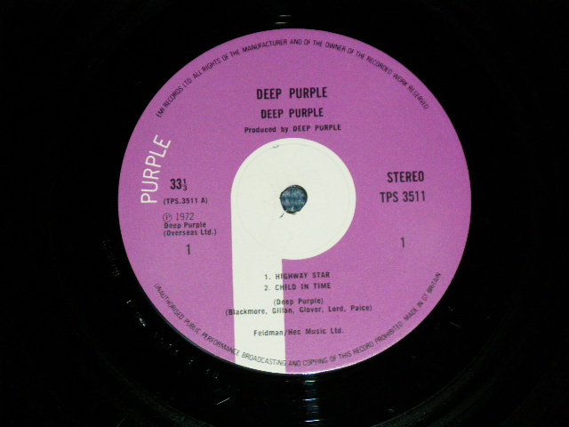 画像: DEEP PURPLE - MADE IN JAPAN  ( MATRIX #.3U/1U/2U/1U ) ( Ex+++/MINT-)   / 1972 UK ORIGINAL "1st Press Label" Used  2-LP 