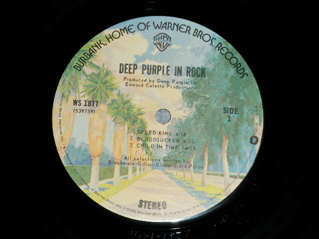 画像: DEEP PURPLE - IN ROCK ( Matrix # WS-1-1877 LW-3/WS-1877 ( 39760-1) -2-W ) ( Ex+++/Ex+++)  / 1974 Version? US AMERICA   2nd Press "BURBANK STREET Label" Used  LP 