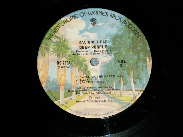 画像: DEEP PURPLE - MACHINE HEAD : With SONG SHEET( Matrix # A 40125-1B/40126-2 )  ( Ex++/Ex+++)  / 1974 Version US AMERICA 2nd Press Label "BURBANK STREET Label" Used  LP 