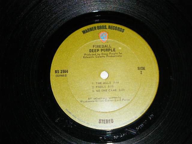 画像: DEEP PURPLE - FIREBALL  with SONG SHEET ( Matrix # BS-2564 39851-1-3/  BS-256439852-1-3 ) ( Ex+++/Ex+++)  / 1971 US AMERICA  ORIGINAL 1st Press " GREEN With 'WB' Logo on Top Label"  Used  LP 