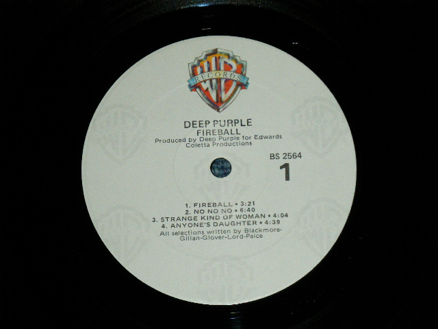 画像: DEEP PURPLE - FIREBALL : With SONG SHEET ( Matrix # BS-1-2564 WW4 #2 1-1 /  BS-2-2564 WW2 SP 1-1) ( Ex+/MINT- )  / 1978 Version? US AMERICA   3rd Press Label  Used  LP 