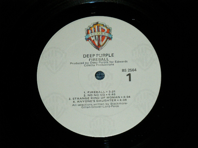 画像: DEEP PURPLE - FIREBALL : With SONG SHEET ( Matrix # BS-1-2564 WW4 #2 1-1 /  BS-2-2564 WW2 SP 1-1) ( Ex+/MINT- )  / 1978 Version? US AMERICA   3rd Press Label  Used  LP 