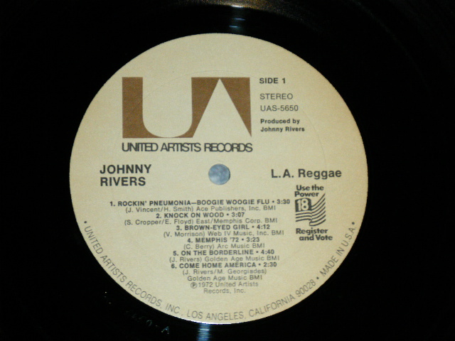 画像: JOHNNY RIVERS - L.A.REGGAE (With JOE OSBORN,JIM GORDON,JIM WEBB,LARRY CARLTON,JIM HORN,+ more ) ( Ex+++/Ex+++ )  / 1972  US AMERICA  ORIGINAL Used LP 