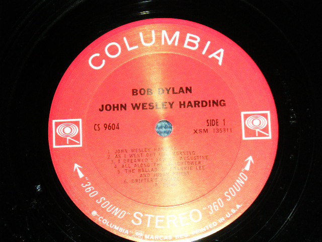 画像: BOB DYLAN -  JOHN WESLEY HARDING ( Matrix Number : 1B/1E)(MINT-/Ex+++ Looks:MINT- )   / 1968 US AMERICA  ORIGINAL 1st PRESS "360 SOUND Label" STEREO LP 