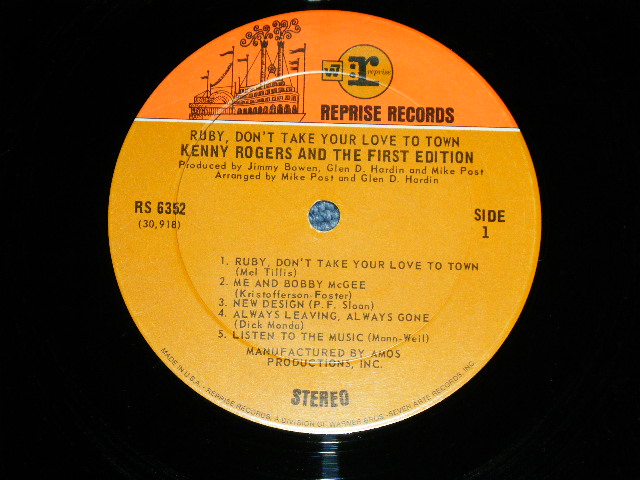 画像: KENNY ROGERS & The FIRST EDITION  - RUBY,DON'T TAKE YOUR LOVE TO TOWN (Ex++/Ex++ ) / 1969 US AMERICA ORIGINAL  1st Press"BROWN with ORANGE ROUND "wr" Logoon Top Label" Used LP 