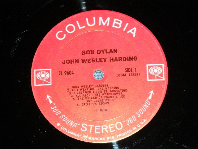 画像: BOB DYLAN -  JOHN WESLEY HARDING ( Matrix Number : 1C/1H)(Ex++/Ex+++ )   / 1968 US AMERICA  ORIGINAL 1st PRESS "360 SOUND Label" STEREO LP 