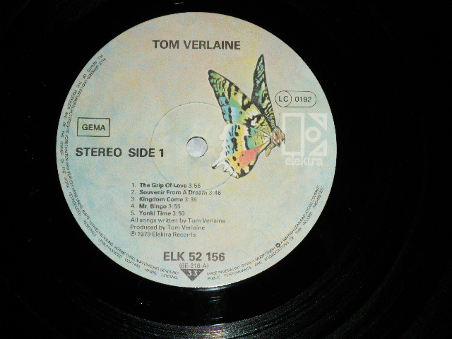 画像: TOM VERLAINE of TELEVISION -  TOM VERLAINE ( Ex+++/MINT- )  / 1979 WEST-GERMAN GERMANY  ORIGINAL Used LP