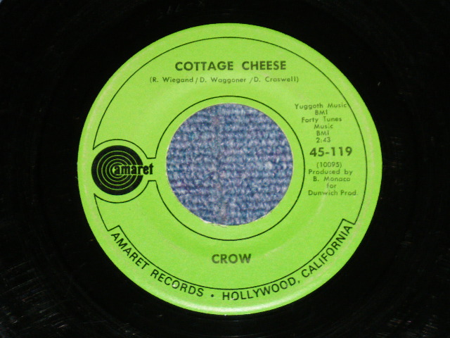 画像1: CROW - COTTAGE CHEESE : SLOW DOWN  ( Ex++/Ex++)   / 1970 US AMERICA ORIGINAL Used  7" Single 