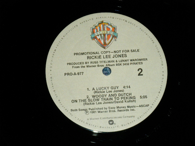 画像: RICKIE LEE JONES - WE BELONG TOGETHER  (Ex++/Ex+++ ) / 1981 US AMERICA ORIGINAL "PROMO ONLY" Used 12"