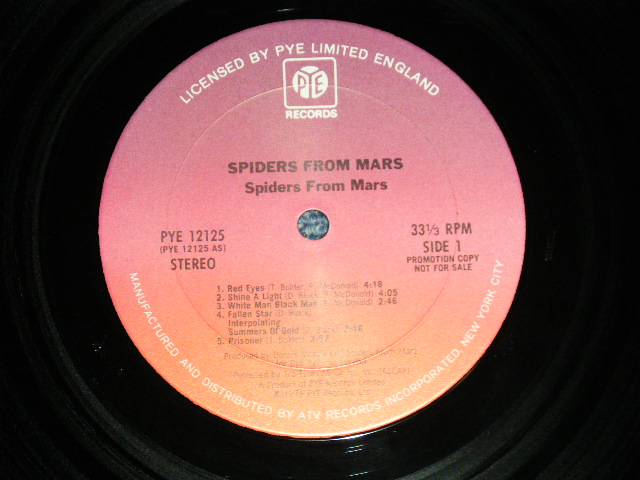 画像: SPIDERS OFROM MARS (BACK BAND of DAVID BOWIE )  - SPIDERS OFROM MARS ( Ex++/MINT- ) / 1976 US AMERICA ORIGINAL "PROMO" Used  LP 
