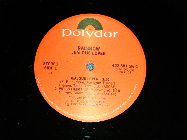 画像: RAINBOW - JEALOUS LOVER  ( Ex+++/MINT-)  / 1981  US AMERICA  ORIGINAL   Used  12"