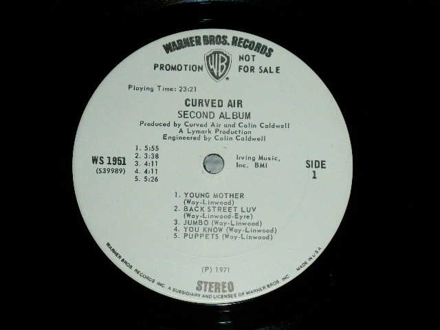 画像: CURVED AIR - SECOND ALBUM ( Ex/Ex++ Looks:Ex+ ) / 1971 US AMERICA ORIGINAL "WHITE LABEL PROMO"  LP 