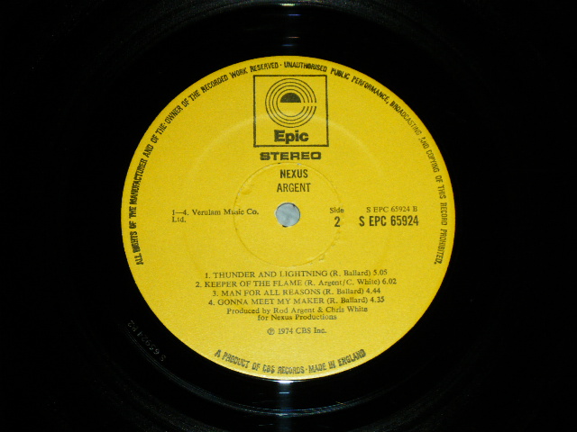 画像: ARGENT ex: ZOMBIES - NEXUS  ( Matrix # A2/B2)  ( Ex++/MINT- ) / 1974 UK ENGLAND  ORIGINAL Used LP