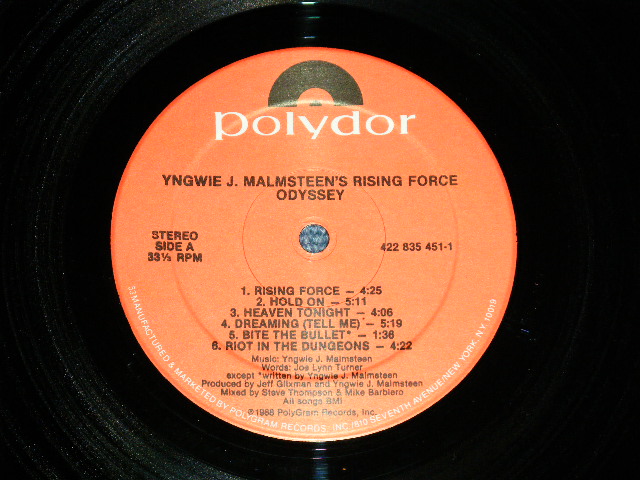 画像: YNGWIE J. MALMSTEEN'S RISING FORCE - ODYSSEY : With SINGED INSERTS  ( MINT/MINT-)   /  1988 US AMERICA  ORIGINAL  Used  LP
