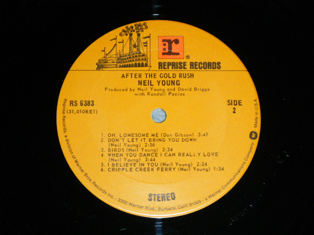 画像: NEIL YOUNG   - AFTER THE GOLD RUSH ( Matrix # RS-6383 A 1A 31009-Re 2/ RS-6383   31010-Re 2) ( Ex++/Ex+++) / 1970 US AMERICA ORIGINAL "BROWN with 'r' Logo on Top Label" Used LP 