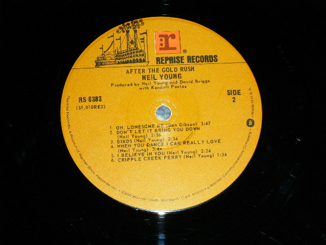 画像: NEIL YOUNG   - AFTER THE GOLD RUSH ( Matrix # RS-6383 31009-RE 2 W 1#4(WB)/ RS-2-6383  WW 2) ( Ex+/Ex+++) / 1970? US AMERICA ORIGINAL "2nd Press NON STEREO Credit at bottom Label"" BROWN with 'r' Logo on Top Label" Used LP 