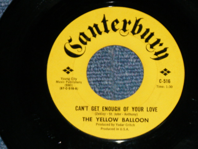 画像1: The YELLOW BALLOON - CAN'T GET ENOUGH OF YOUR LOVE ; STAINED GLASS WINDOW ( Ex++/Ex++) / 1967 US ORIGINAL 7"45 Single 