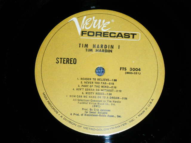 画像: TIM HARDIN - 1  ( Ex++/Ex+++ ) / 1967 Version US AMERICA REISSUE STEREO 2nd Press Used LP 