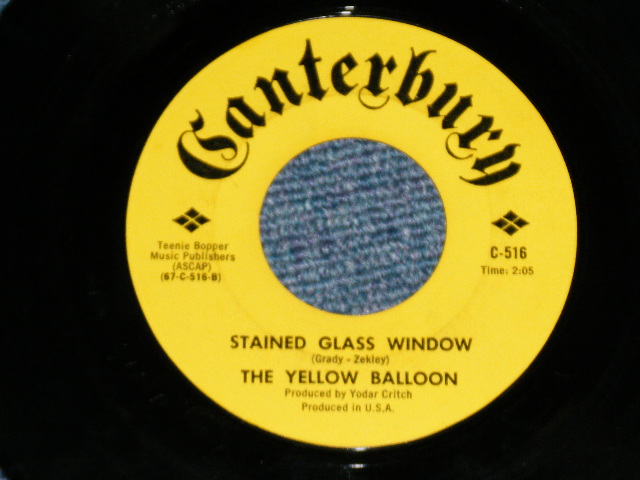 画像: The YELLOW BALLOON - CAN'T GET ENOUGH OF YOUR LOVE ; STAINED GLASS WINDOW ( Ex++/Ex++) / 1967 US ORIGINAL 7"45 Single 